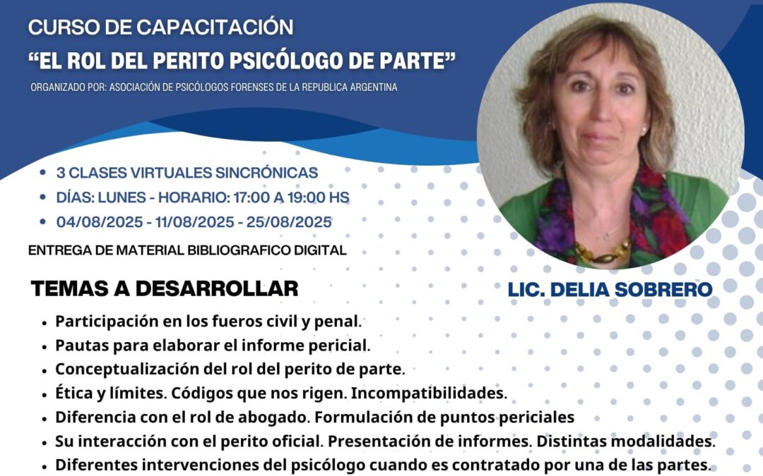 Curso de Capacitación: El Rol del Perito Psicológico de Parte
